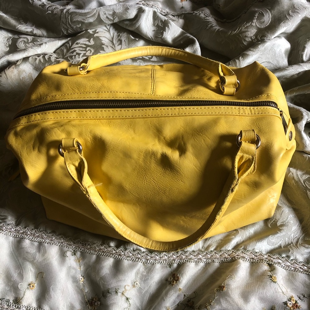 Charming Charlie Canary yellow duffel purse